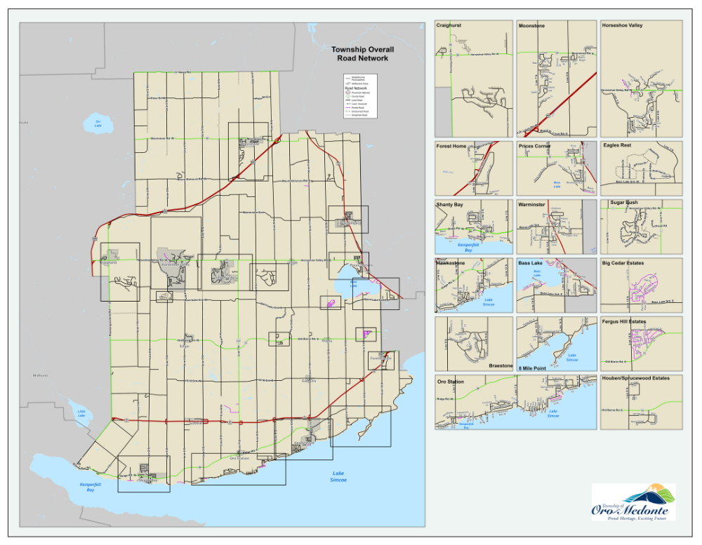 Road ownership map of Oro-Medonte